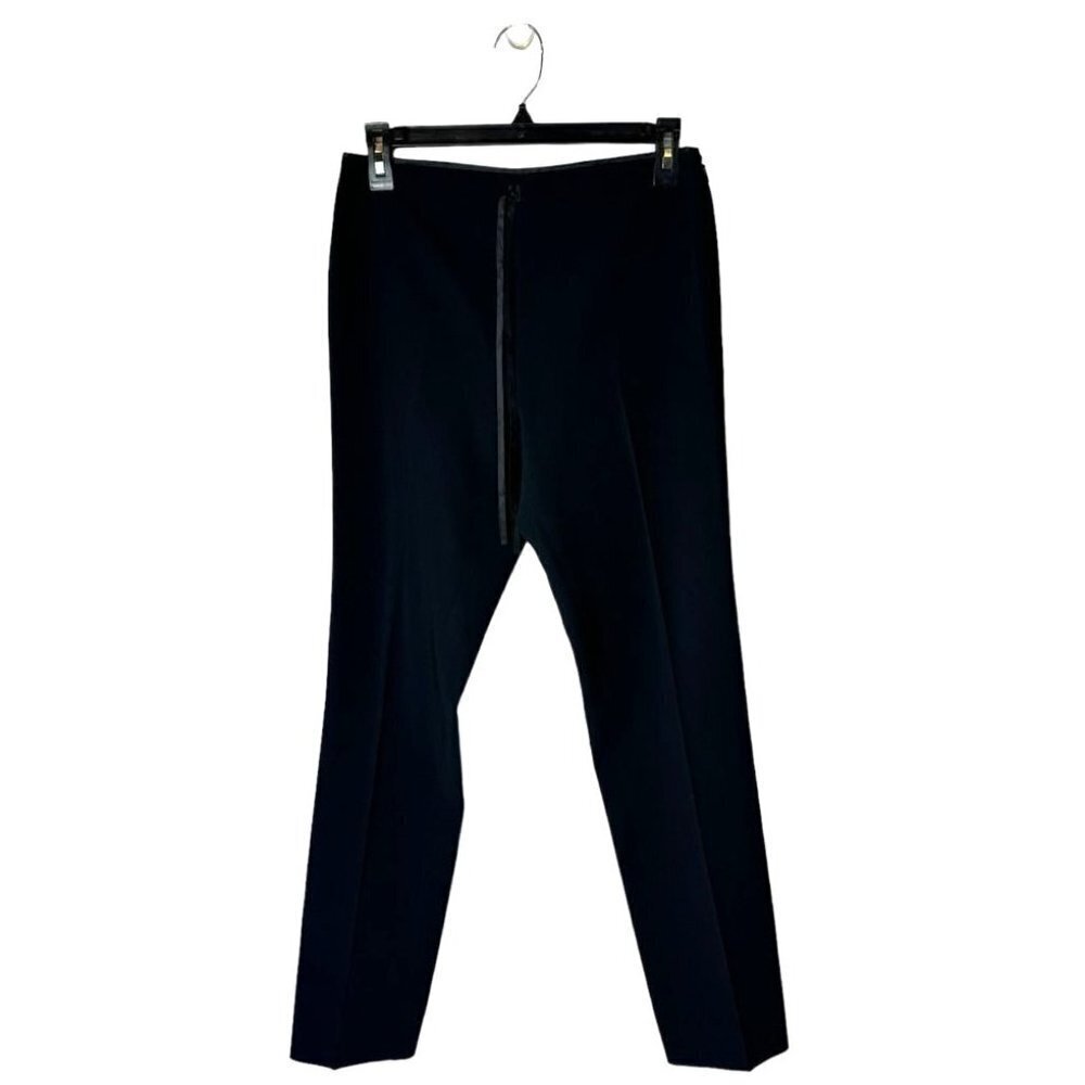Moschino Black‎ Seamless Side Zip Tie Front Straight Leg Trouser Pants Size 4